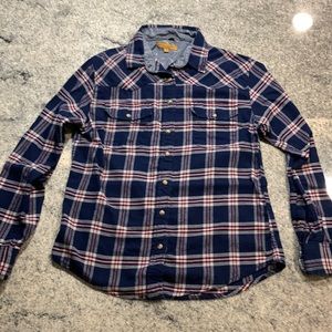 JACHS GIRLFRIEND Blue Flannel Shirt, size S